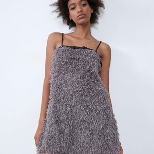 Zara Faux Feather Dress